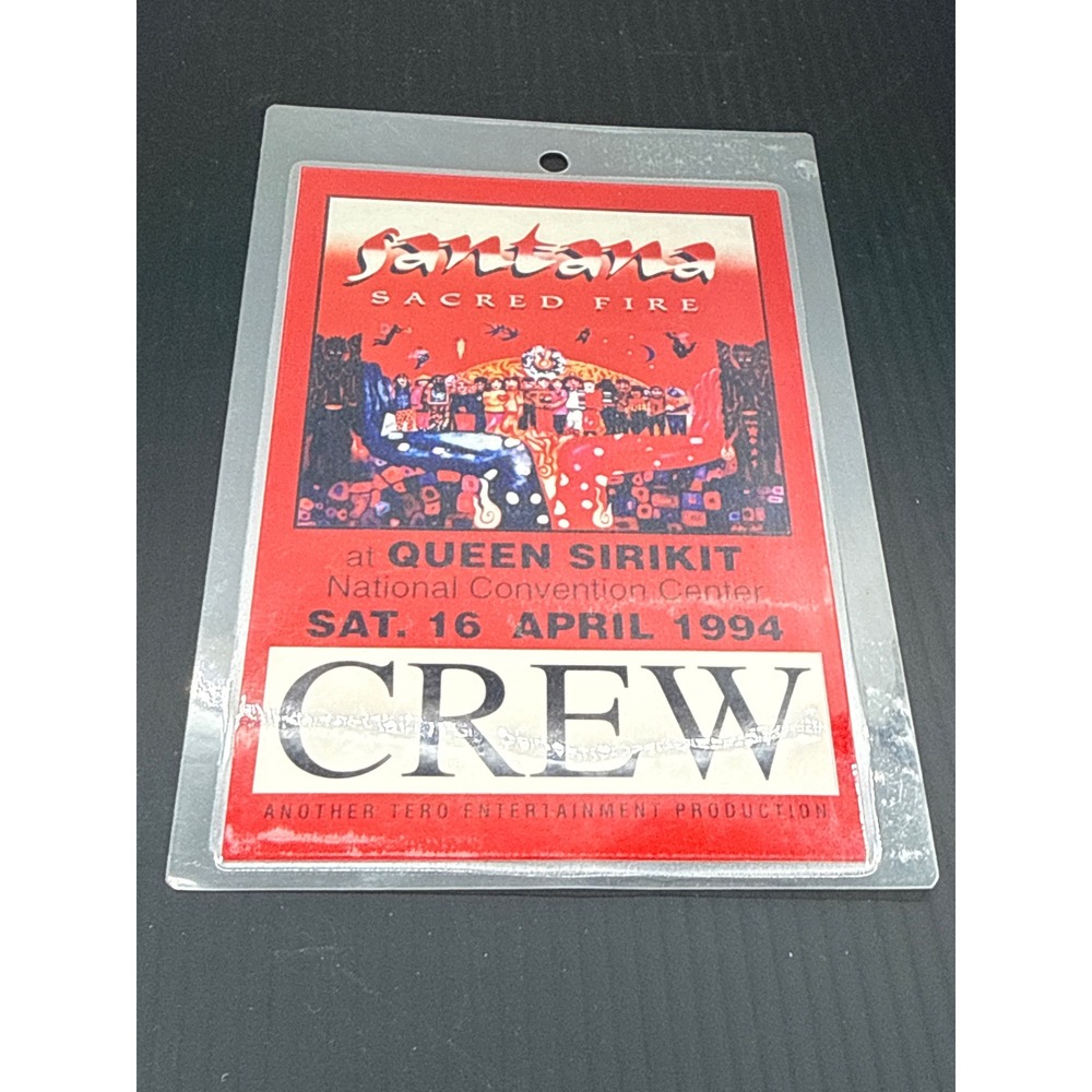 Vintage 1994 Santana Sacred Fire Tour Crew Pass Queen Sirikit Thailand Concert